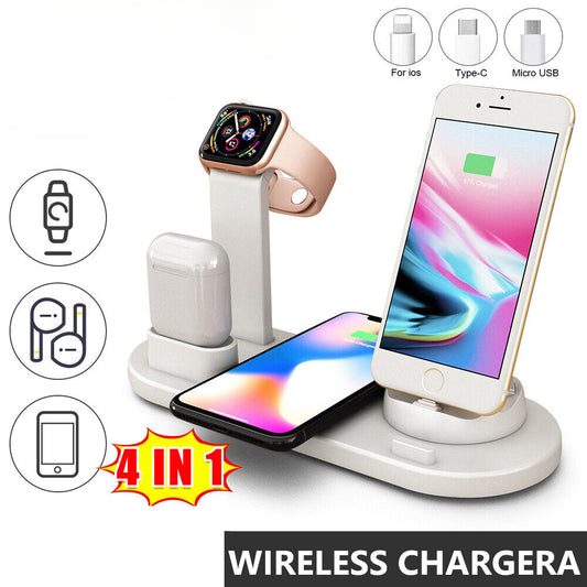 4 in 1 Wireless Charger Fast Charging Dock Stand For Iphone Samsung Phone