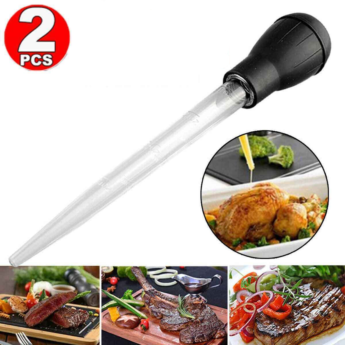 2Pcs Turkey Baster Oil Pipe Chicken Baster 30ml Fresh BBQ Food Syringe Suck PuAC