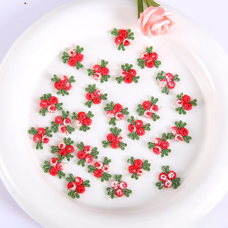 40 Pieces 2cm widfe Red Green Embroidered Floral Lace Embellishment Applique Patches Trimming Sewing Supplies for Women