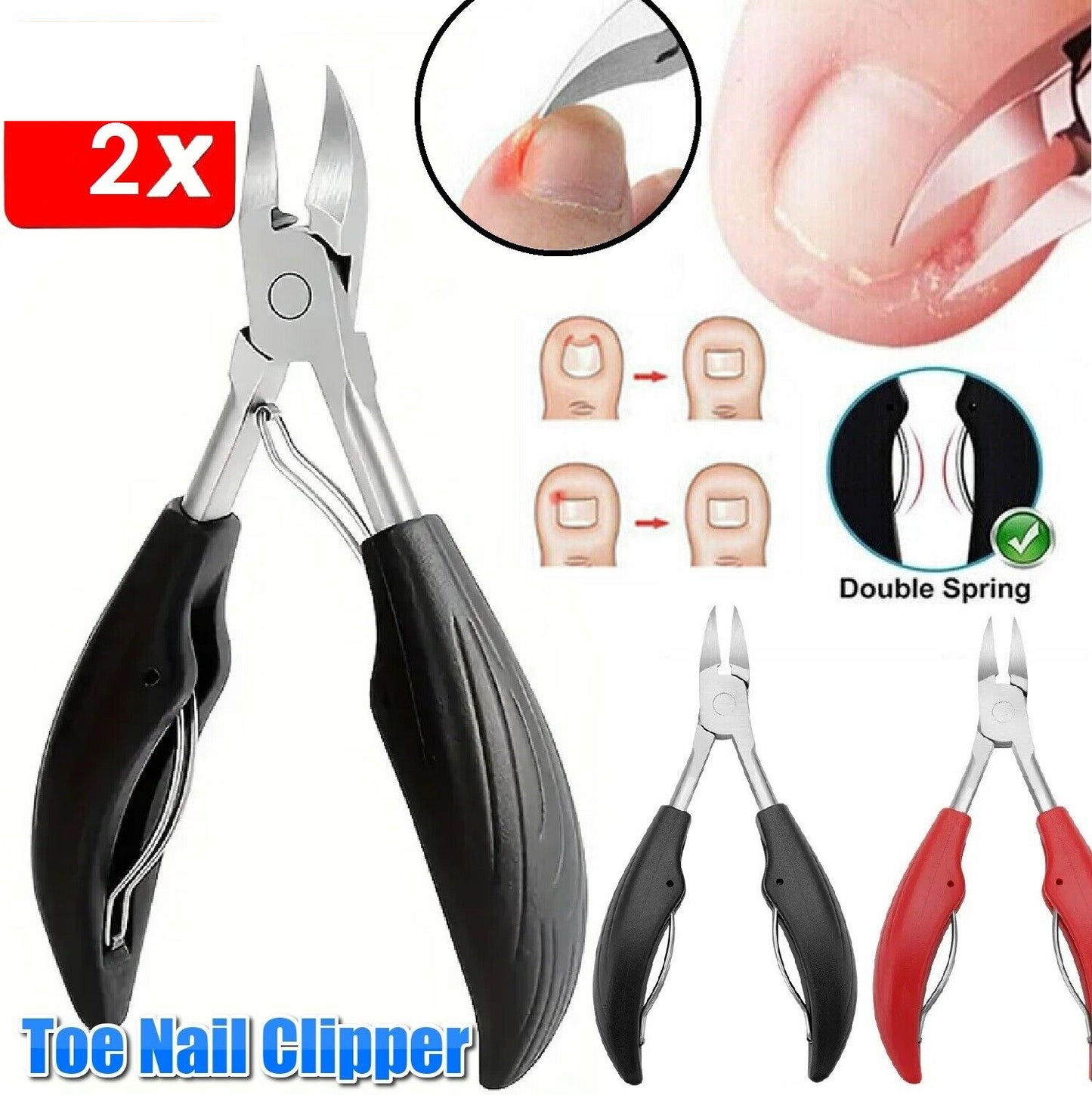 2x Toenail Clippers Large Heavy Duty Toe Nail Clippers For Thick or Ingrown Cutter