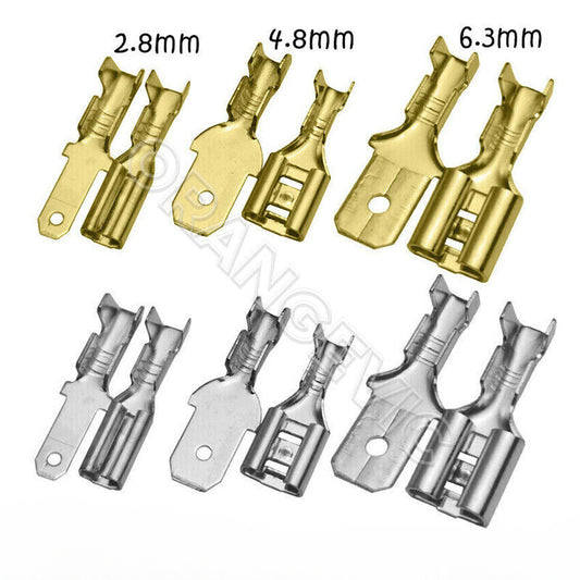 50Set 2.8/4.8/6.3mm Spade Male Female Terminals Electrical Wire Crimp Connectors