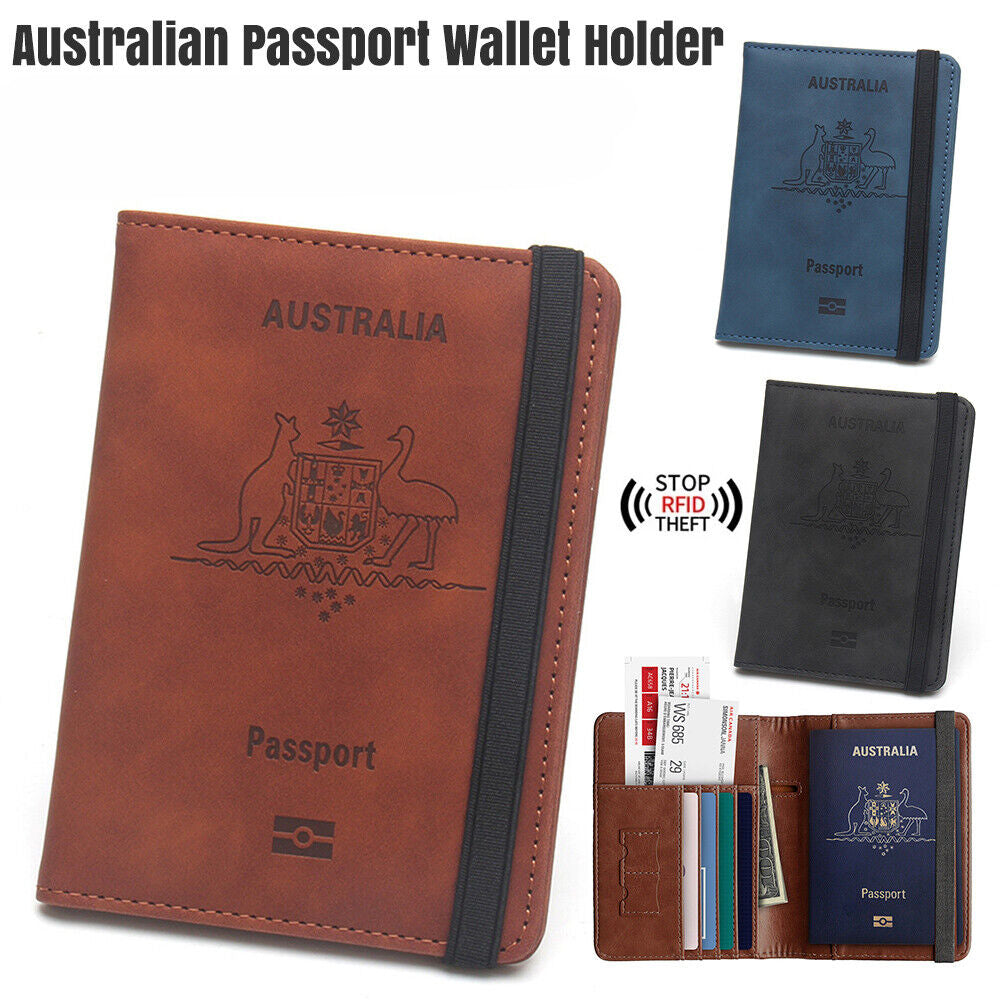 Travel Passport ID Card Wallet Holder Cover RFID Blocking Leather Purse Case