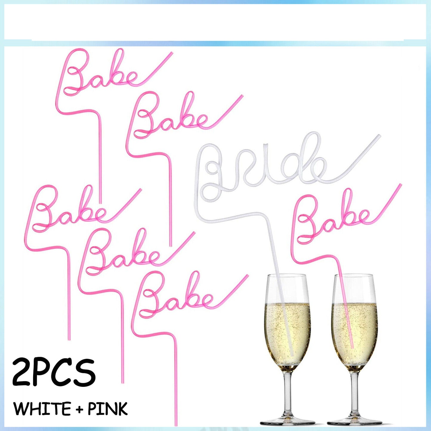 2X Hens Party Bride to Be Willy Penis Drinking Straws Bachelorette White Pink