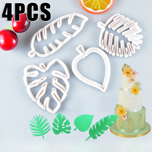 4x Palm Tree Turtle Leaf Cookies Biscuit Cutter Fondant Mould Cake Sugarcraft