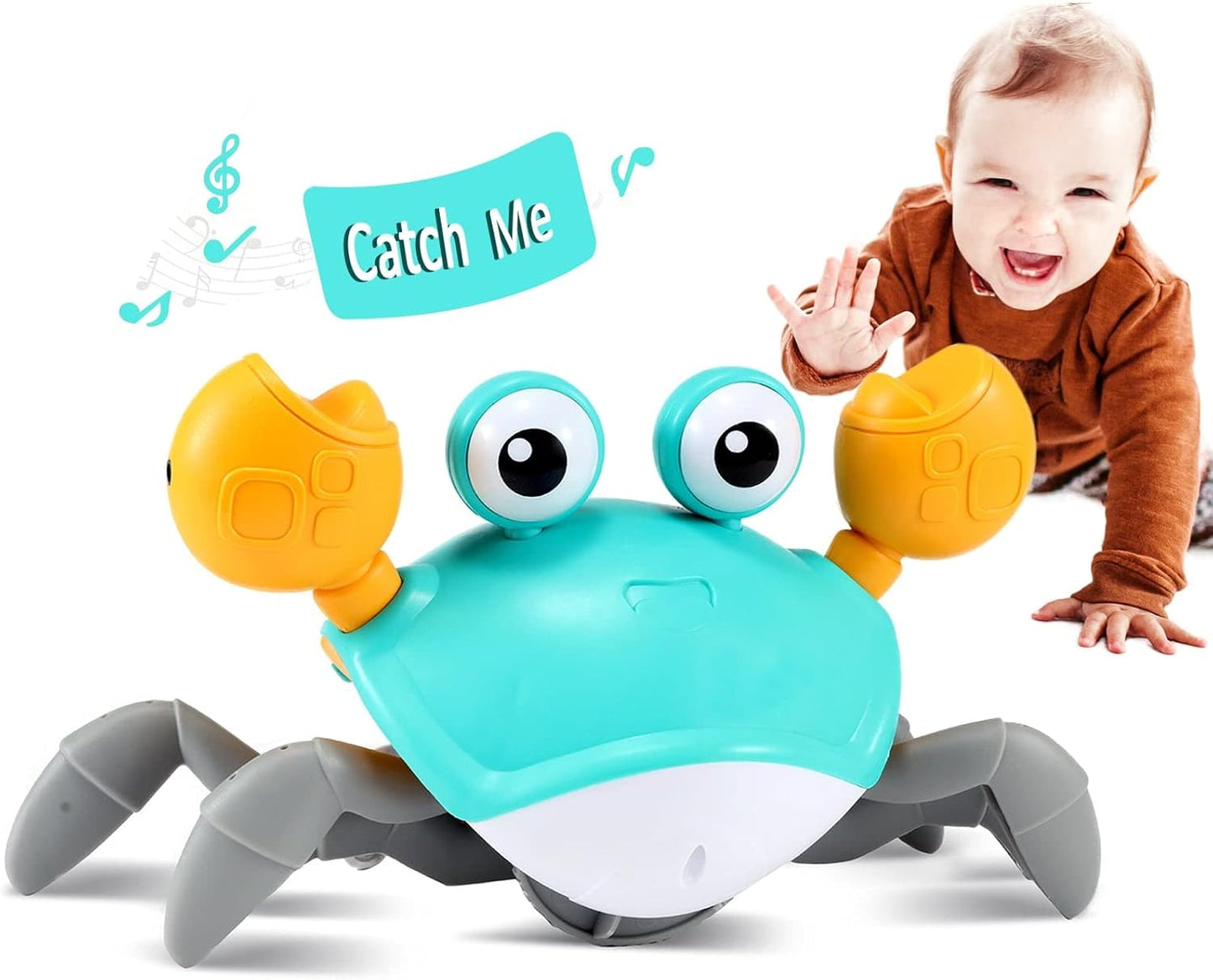 Baby Toys Infant Crawling Crab: Tummy Time Toy Gifts 3 4 5 6 7 8 9 10 11 12 Babies Boy Girl 3-6 6-12 Learning Crawl 9-12 12-18 Walking Toddler 36 Months Old Music Development Interactive Birthday Gift