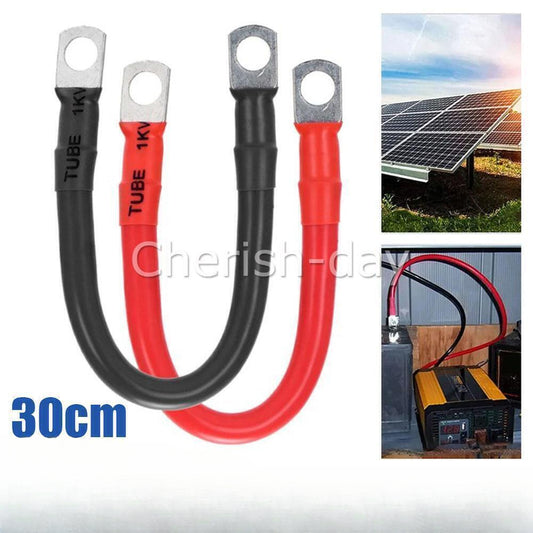 Battery Joiner Connector DC Lead Wire Cable & lugs 100A 12V 24V 30cm Red Black Z