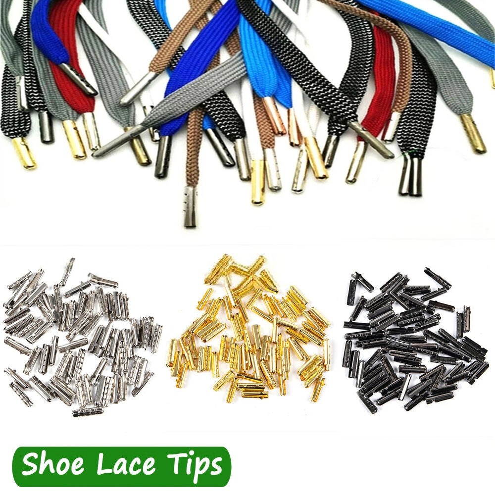 10Pcs Shoe Lace DIY Replacement Aglets Heads Ends Tips Shoelaces Repair Metal