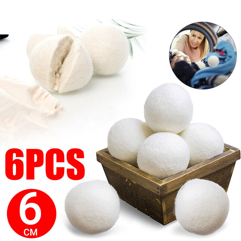 6pcs 6cm Reusable Wool Dryer Balls Drying Fabric Softner Clothes Wrinkles Reduce