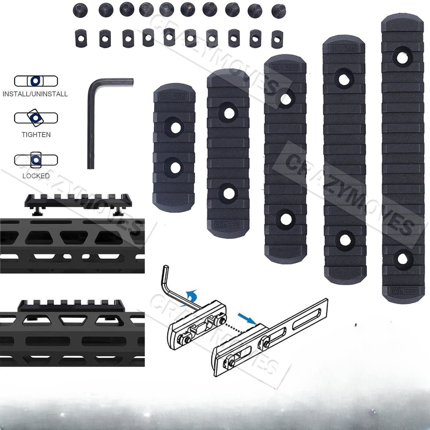 1 Set Rail Section M-Lok Weaver Picatinny Rail Adapter Extend Rail 13 Slot