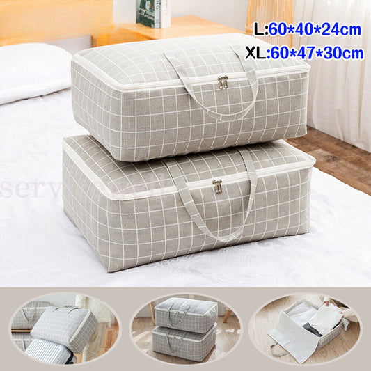 Waterproof Clothes Quilt Blanket Storage Bag Cotton Linen Organizer Zipper Bags