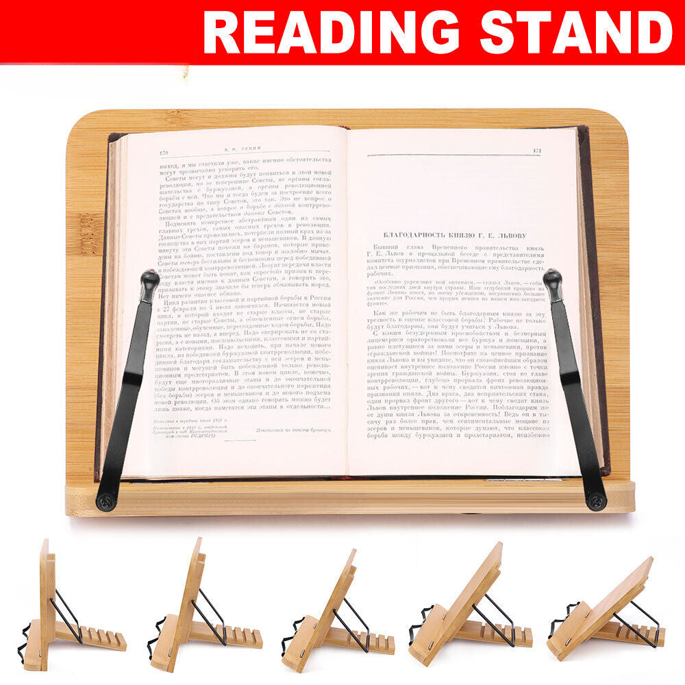 Portable Book Stand Bamboo Reading Rest Cook Document Holders Study Bookrest OZ