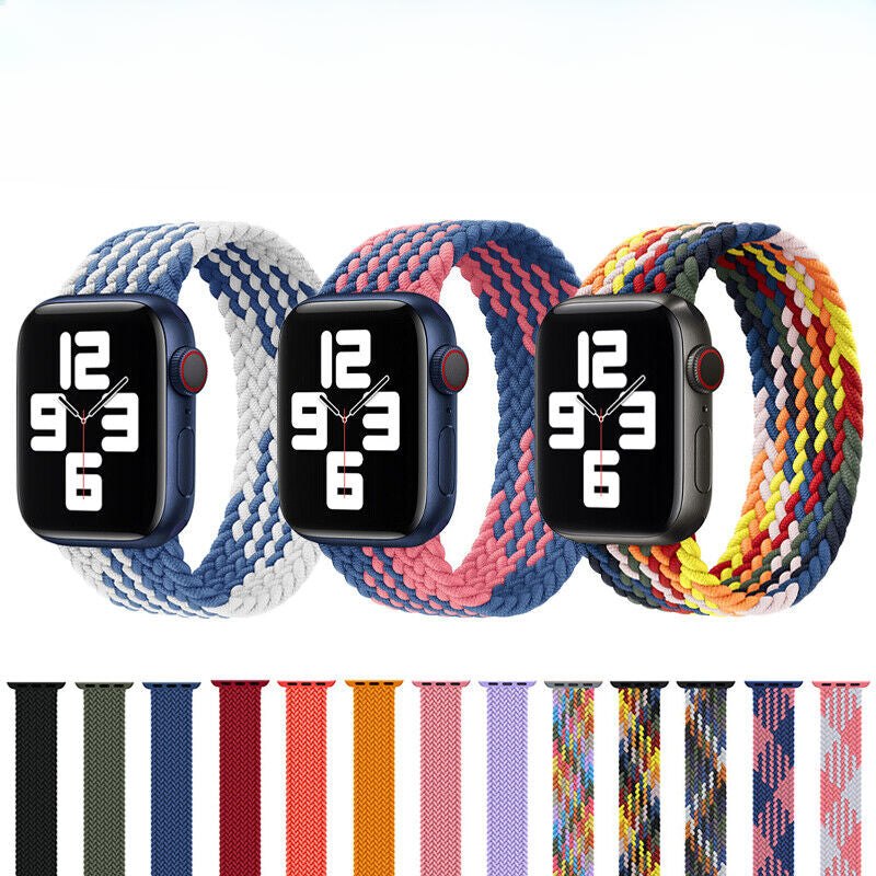 For Apple Watch Band Series 8 7 6 5 SE Nylon Braided Solo Loop Strap 41 42 44 45