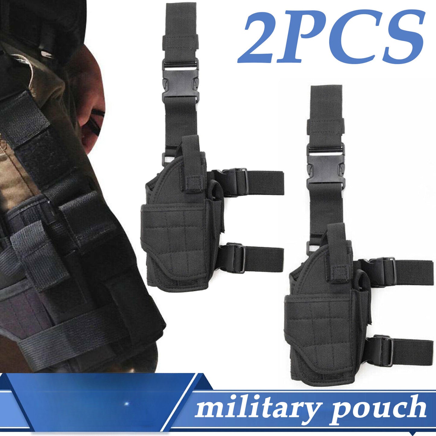 2pcs Tactical Thigh Holster Gun Leg Hunt Military Sports Pistol Pouch Puttee