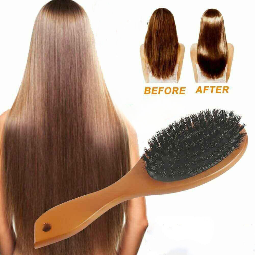 Natural Boar Bristle Brush Comb Anti-static Hairdressing Hair Styling Comb