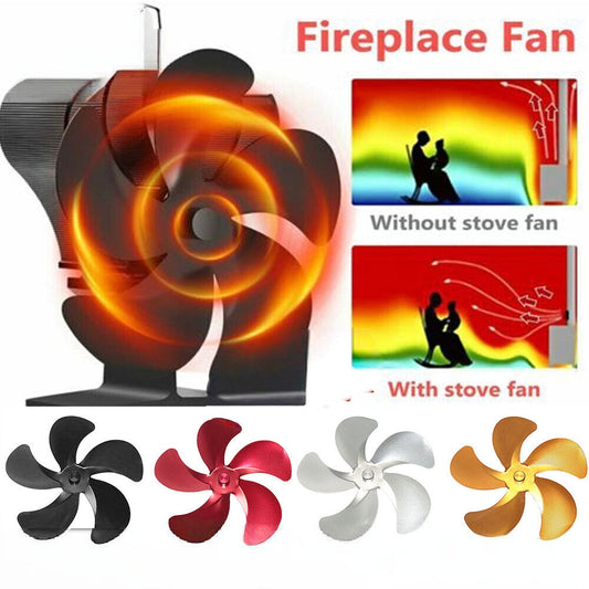 Log Burner Heat Powered Fan Fireplace Fan Wood Burning Stove Wood Stove Fan #T