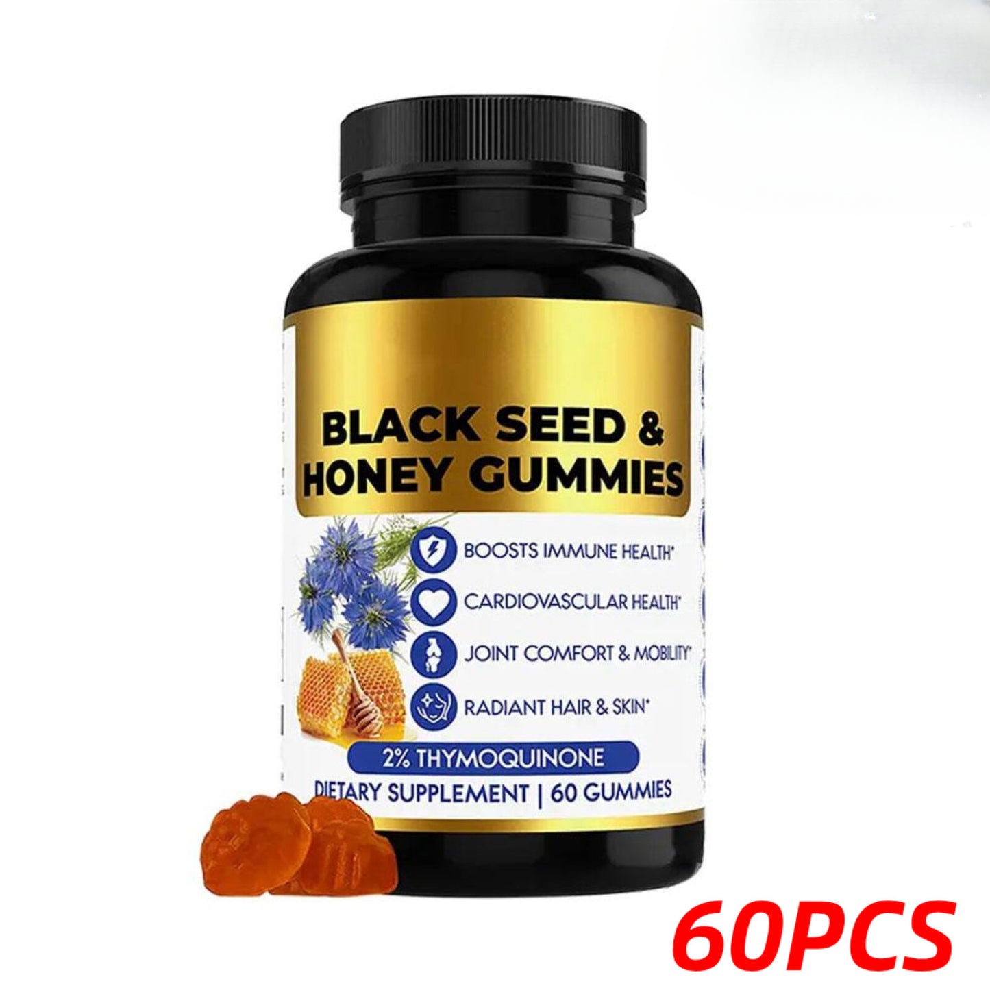 Organic-& Cold-Pressed Black Seed Oil 60 Gummies 2024 NEW