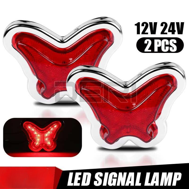 2x Red LED Side Clearance Marker Lights Truck Trailer Lamps 12V 24V New Design