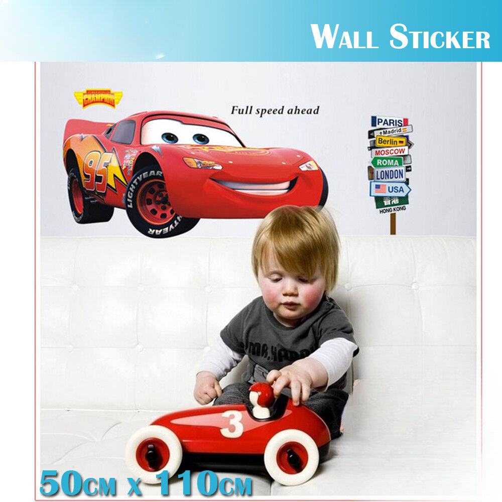 Wall Stickers Removable Racing Car Disney McQueen Broken Wall Kids Room Decal