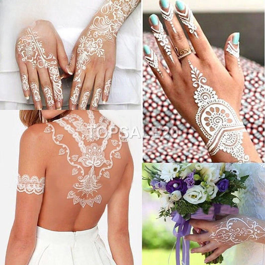 Women Natural White Henna Cones Temporary Tattoo Kit Body Art Paint Mehandi Ink