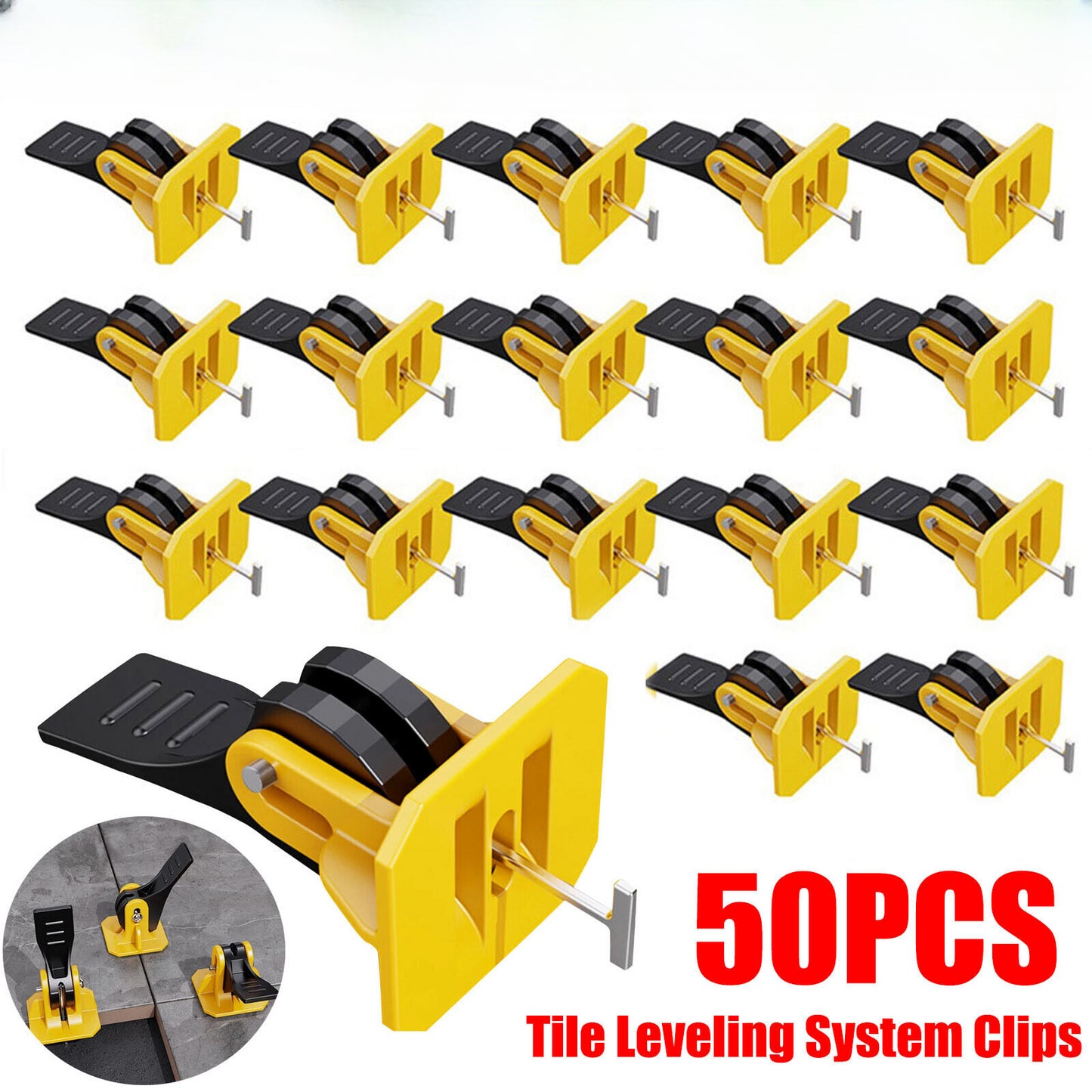 50x Tile Leveling System Clips Levelling Spacer Tiling Tool Floor Wall Wrench