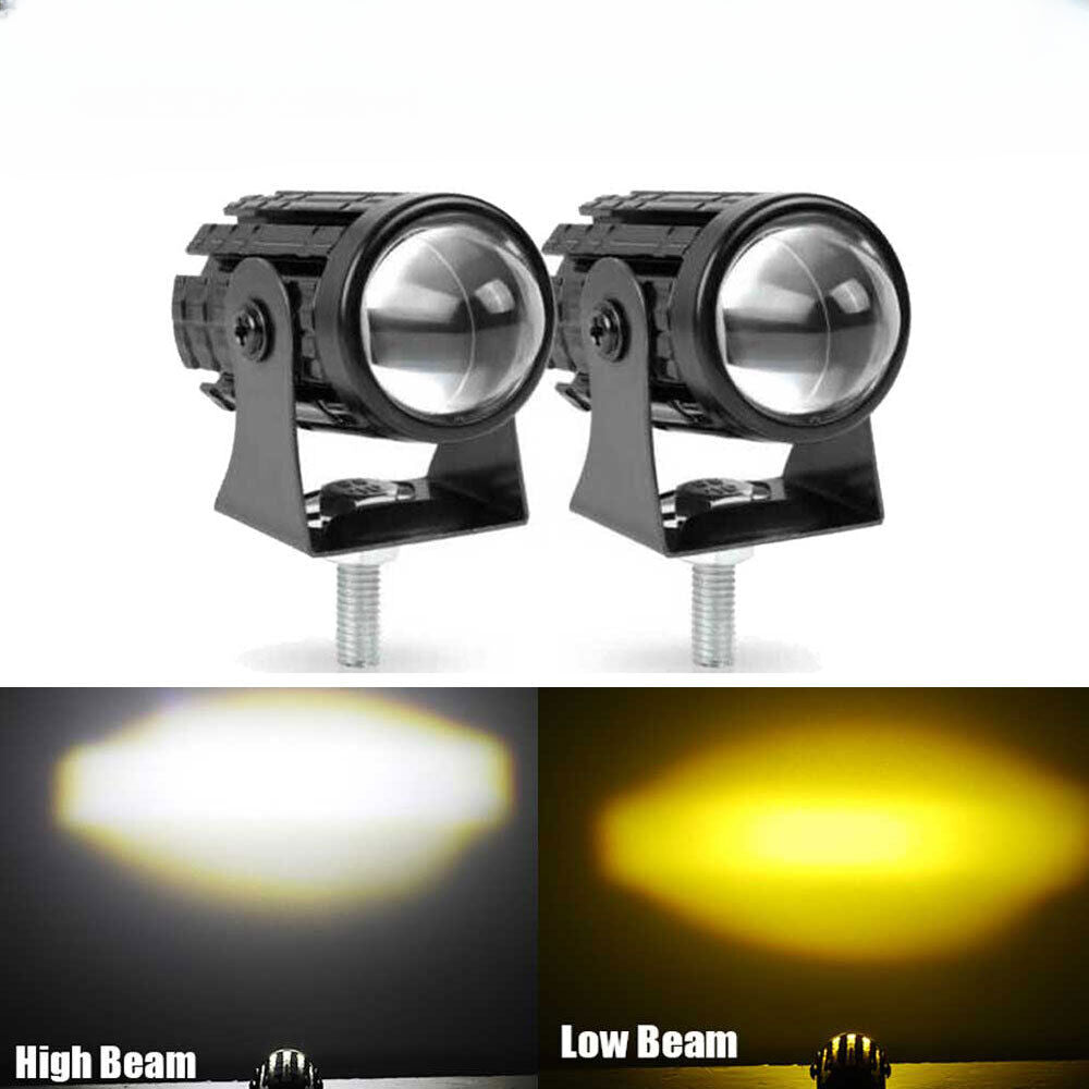 2x Mini Motorcycle Spot Lights Headlights Driving Fog Lamp ATV UTV Yellow White