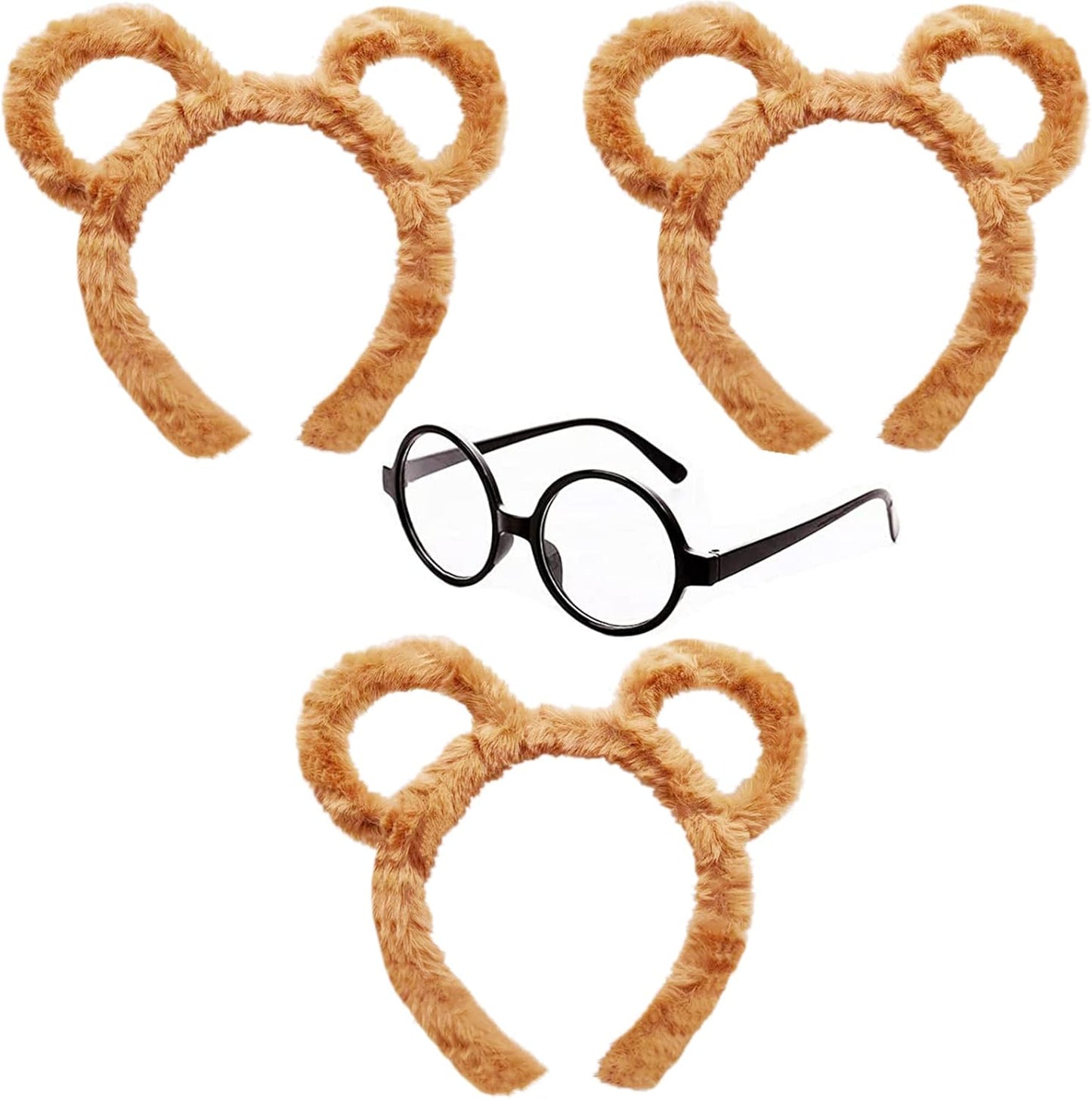 LCPQMZGH Chipmunks Garment Accessory Sets 1 Round Glasses Frame and 3 Ears Headband for Cosplay Halloween Party