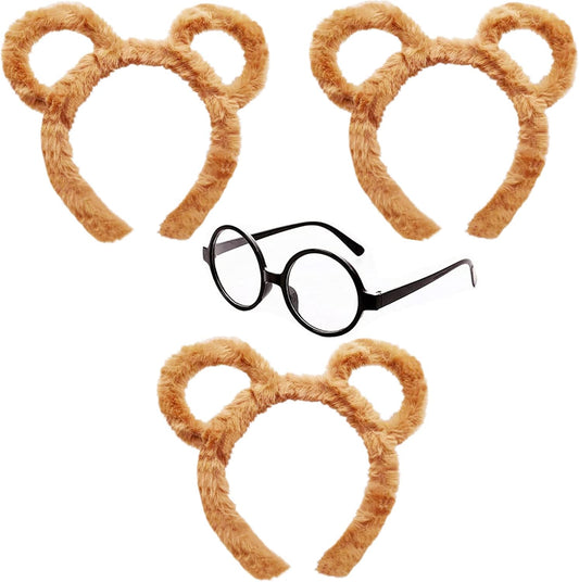 LCPQMZGH Chipmunks Garment Accessory Sets 1 Round Glasses Frame and 3 Ears Headband for Cosplay Halloween Party