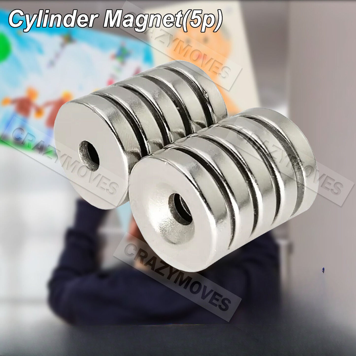 5x Super Strong Cylinder Magnets Rare-Earth Neodymium Magnet With Hole Round