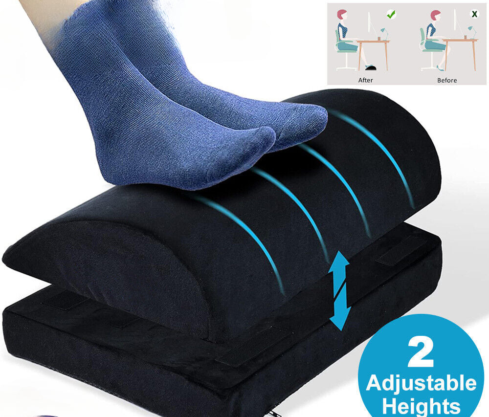 Foot Rest Stool Foot Pad Office Cushion Under Table Desk Pillow Adjustable Black