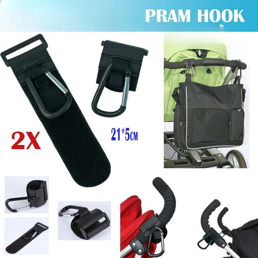 2x Pram Hook Baby Kids Stroller Hooks Shopping Bag Clip Carrier Pushchair Hanger