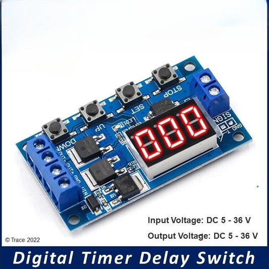 Digital LED Timer & Delay Module with Trigger Input / 5V - 36V DC 15A 400W