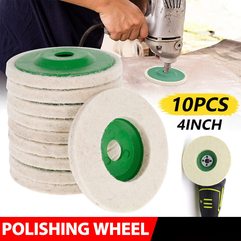 10X Wool Buffing Disc 4" Finishing Wheel Polishing Pads Buffer for Angle Grinder