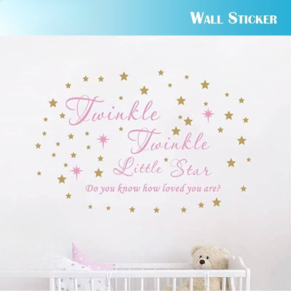 Wall Stickers Removable Pink twinkle little star Living Girl Room Bedroom Decal