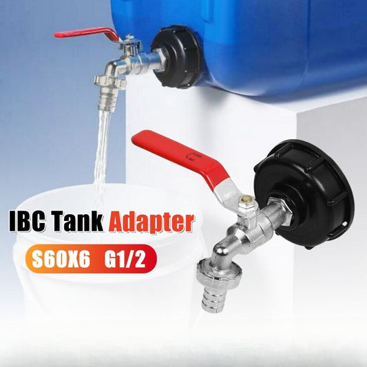 IBC Tank Adapter Connector S60X6 To Garden Tap w/ 1/2" Hose Fitting Fuel Water