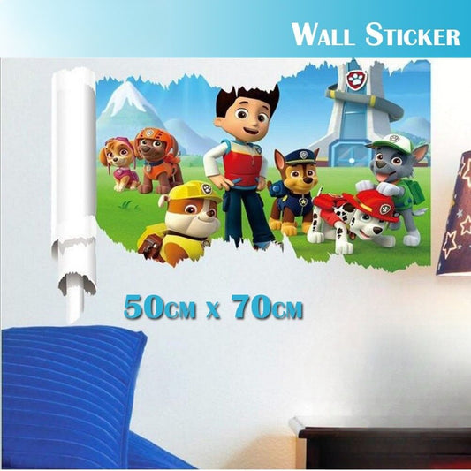 3D Paw Patrol Wall Stickers Removable Broken Wall Kid Boy Girl Room Decal