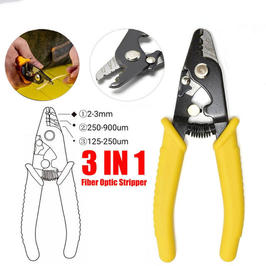 Upgraded 3 holes Fiber Optic Stripper Stripping Tool NBN Tools 250 - 900 micron