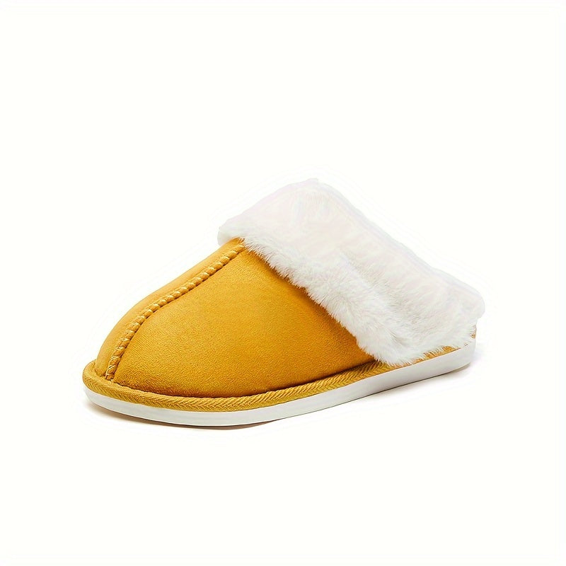 Solid Indoor Warm Plush Anti-skid Home Slippers For Household, Autumn And Winter