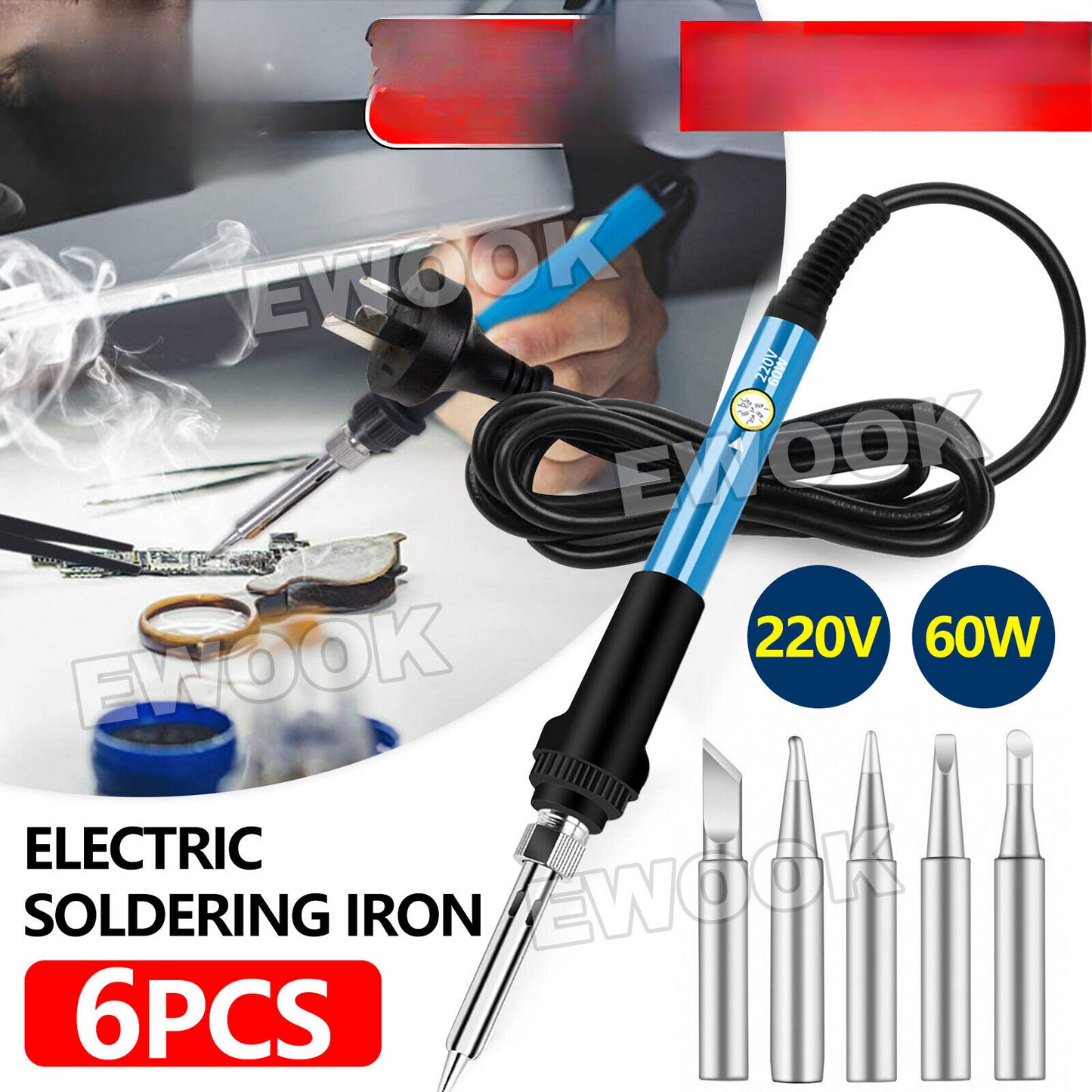 60W Electric Soldering Iron Kit Solder Welding Tool Stand Adjustable Temperature