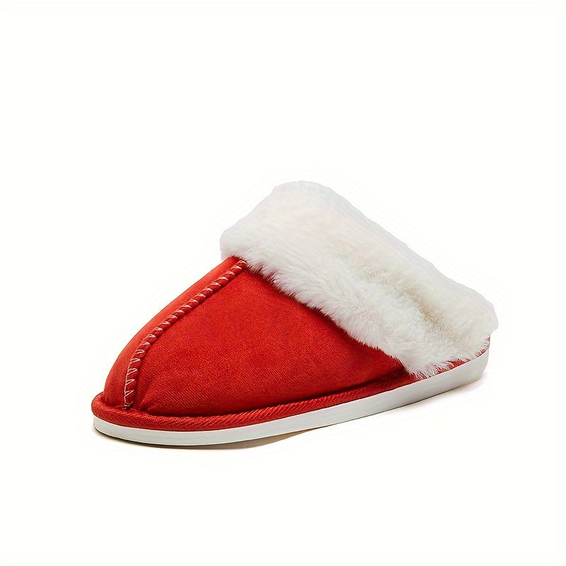 Solid Indoor Warm Plush Anti-skid Home Slippers For Household, Autumn And Winter