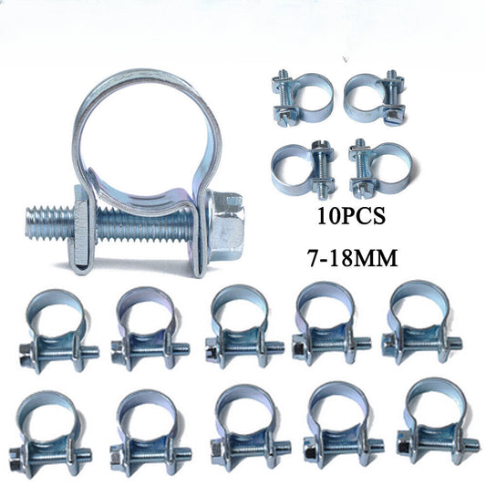 10PCS 7-18MM Hose Clamps Mini Adjustable Carbon Steel Fuel Line Cable Pipe Clip