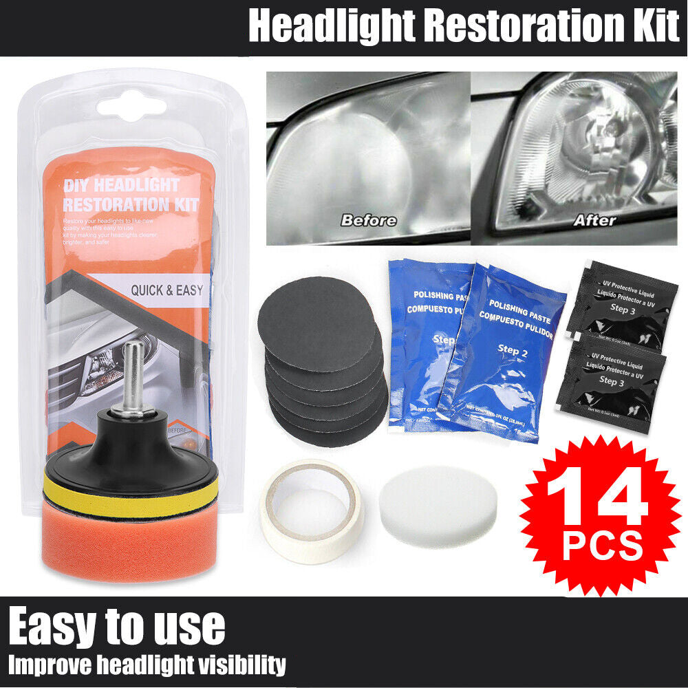 1 set Pro Car Vehicle Headlight Restoration Kit Polishing Sanding Cleaner Repair Tool