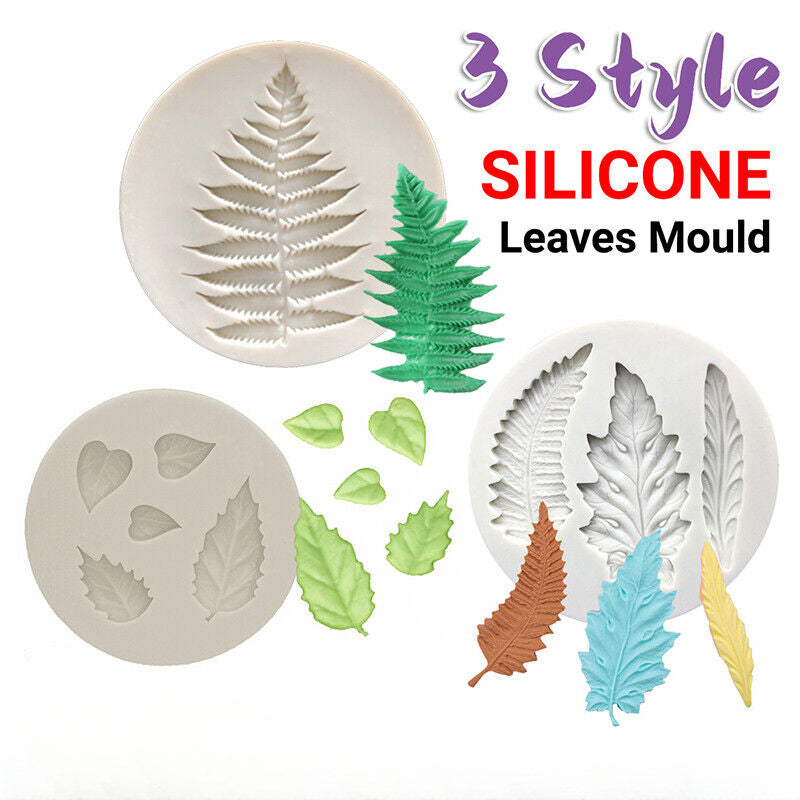 Silicone Leaves Fondant Mould Cake Sugarcraft Chocolate Decorating Baking Molds