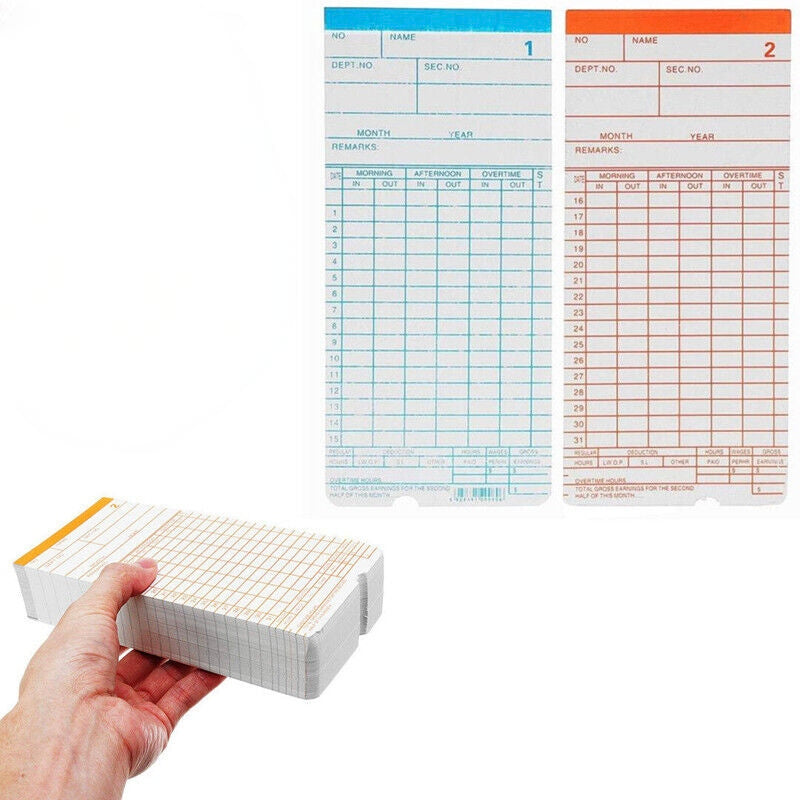 Monthly Payroll Cards For Employee Time Attendance Bundy Clock Recorder