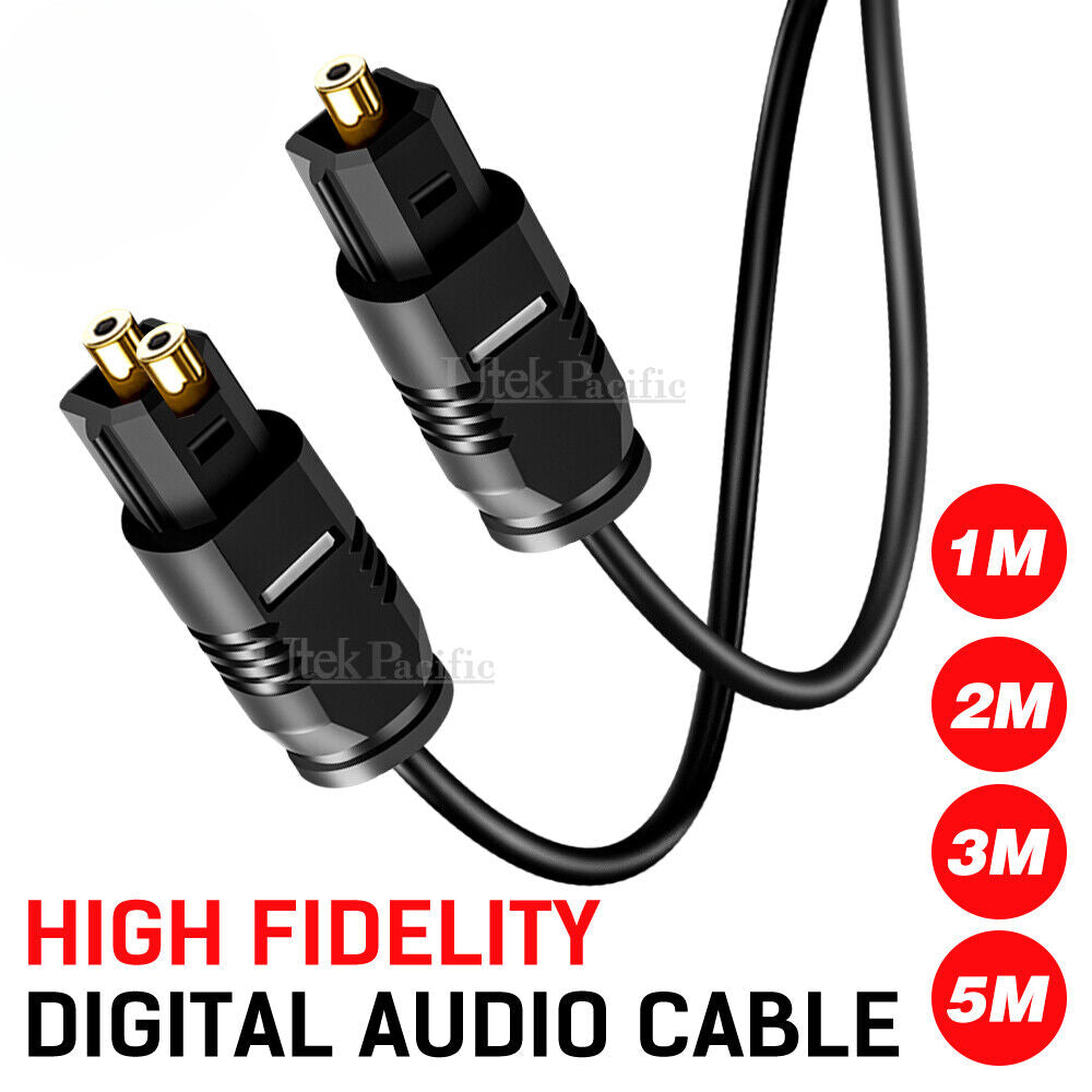 2X Ultra Premium Digital Toslink Optical Audio Cable Black Fibre Lead Cord S/PDIF