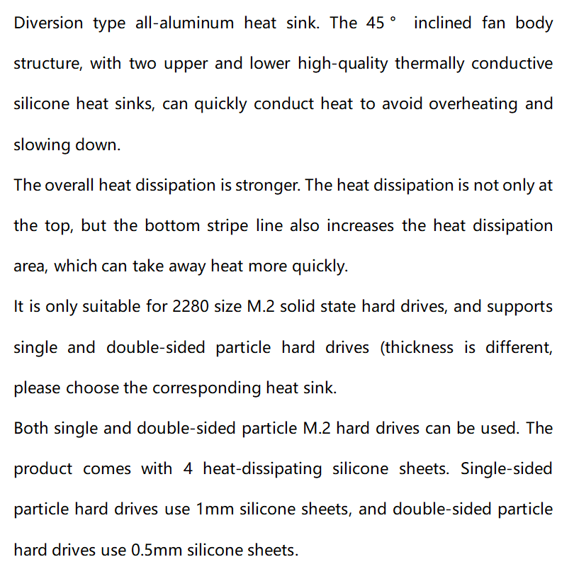 Ultra-thin M.2 Solid State Hard Disk Heatsink Aluminum Alloy Cooler Cooling