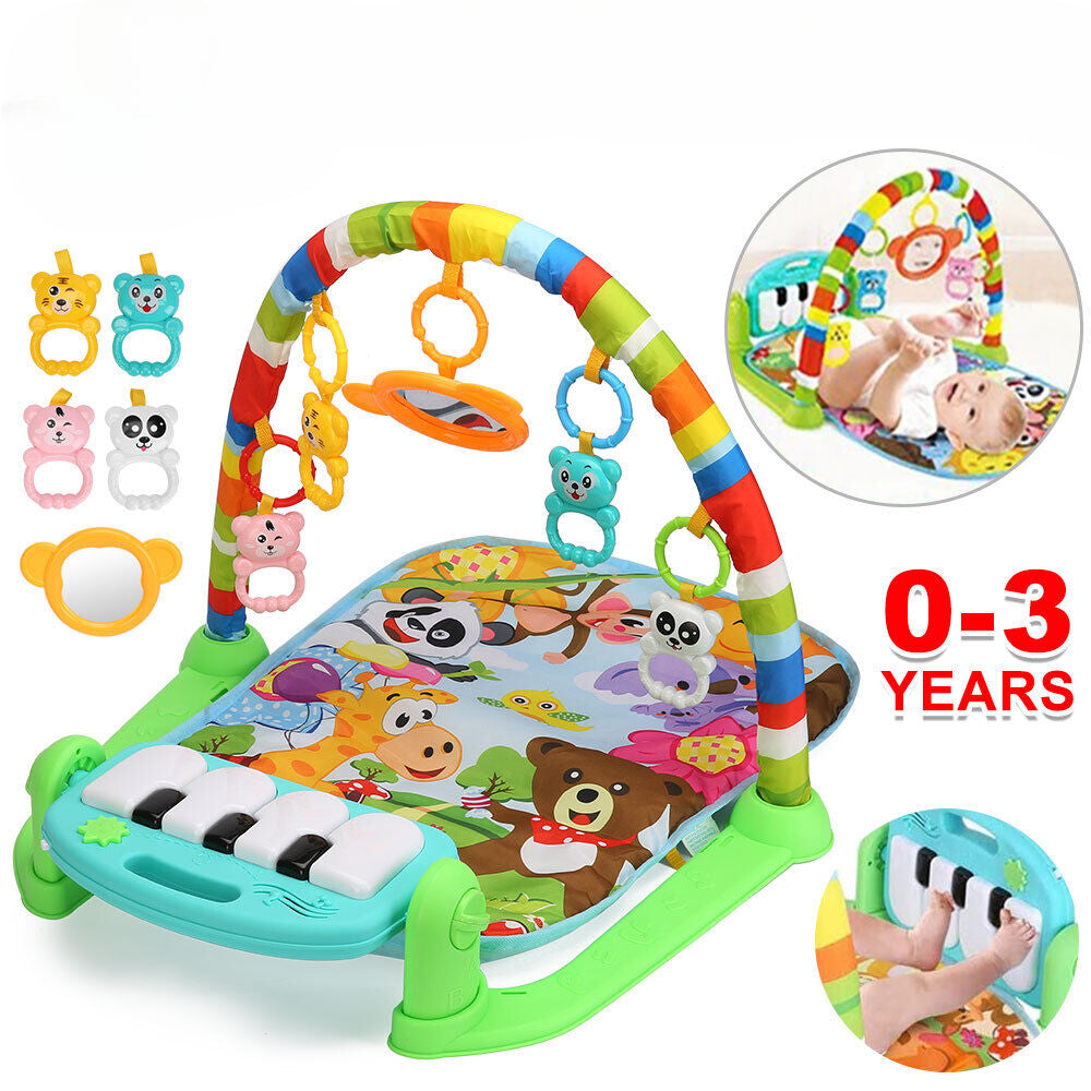 Baby Play Gym Infant Mats Rack Toy Activity Centre Floor Music Piano Soft Lights