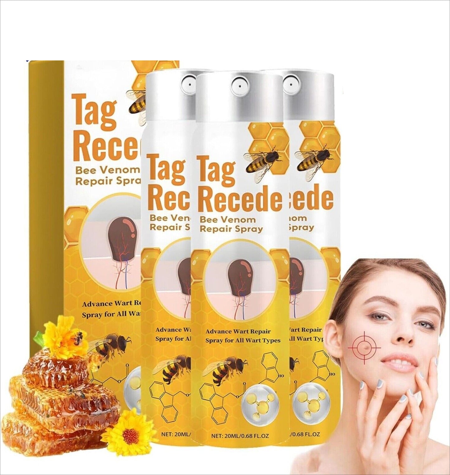 2×Tag Recede Bee Venom Treatment Spray Tag Recede Bee Venom Spray for All Skin