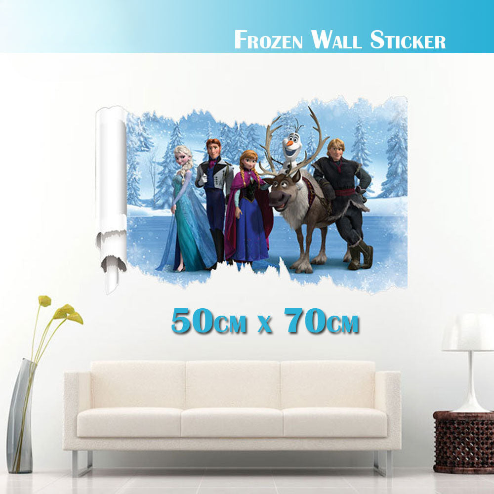 3D Frozen Elsa Anna Wall Stickers Removable Broken Wall Kid Girl Room Decal