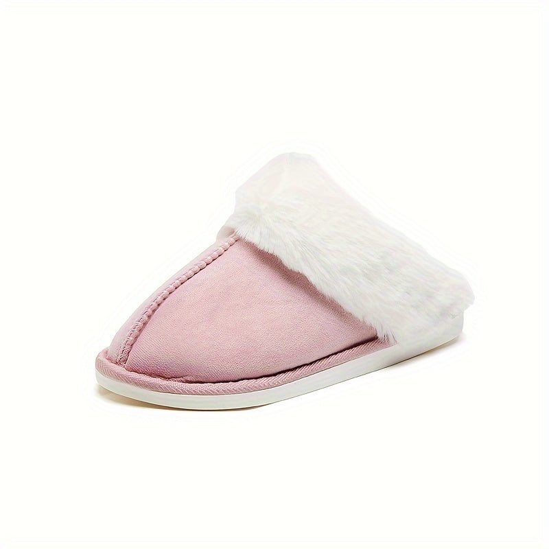 Solid Indoor Warm Plush Anti-skid Home Slippers For Household, Autumn And Winter