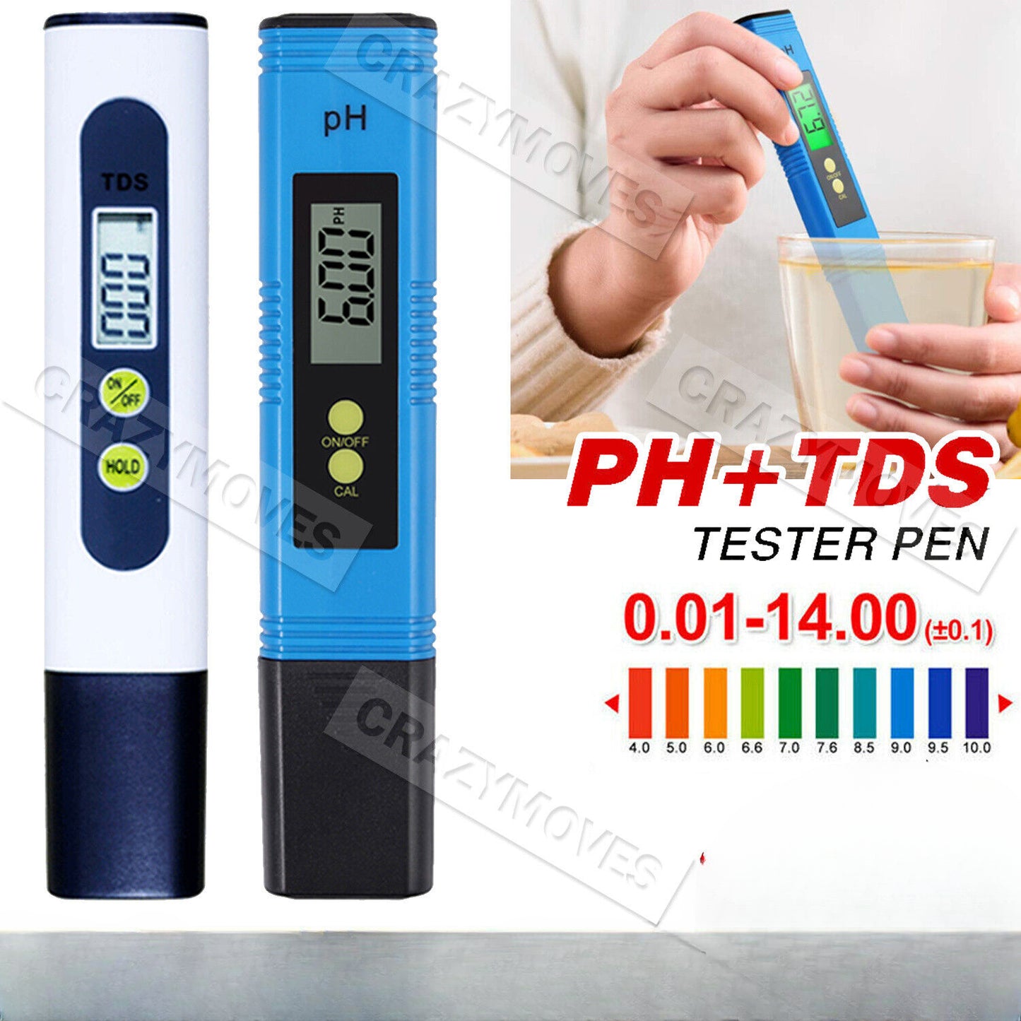 PH TDS Meter Digital Tester Pen Aquarium Pool SPA Water Quality Monitor